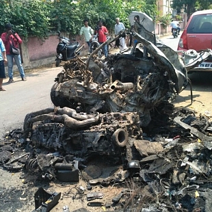 Racer Ashwin Sundar's car catches fire
