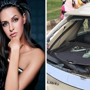 Bollywood actress Neha Dhupia meets with an accident.
