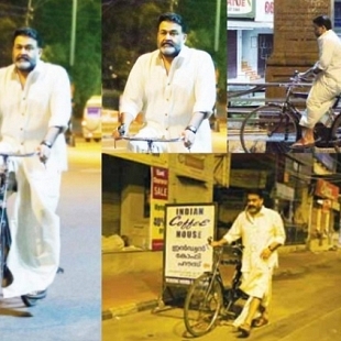Mohanlal rides bicycle throughout Trivandrum during early morning