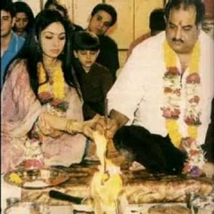 Sridevi and Boney at a puja