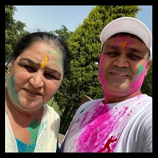 Cricketing Legend Virender Sehwag With His Mom