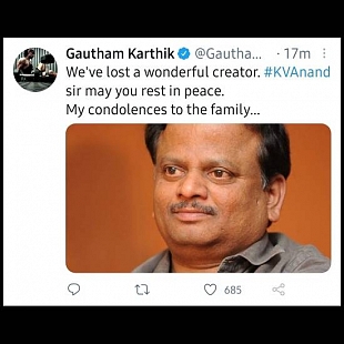 Actor Gautham Karthik's Condolence message 