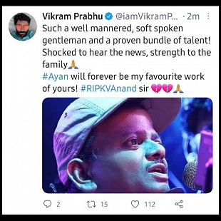 Actor Vikram Prabhu's Condolence message 