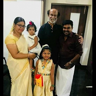 Vel Murugan with family (Meeting Rajinikanth)